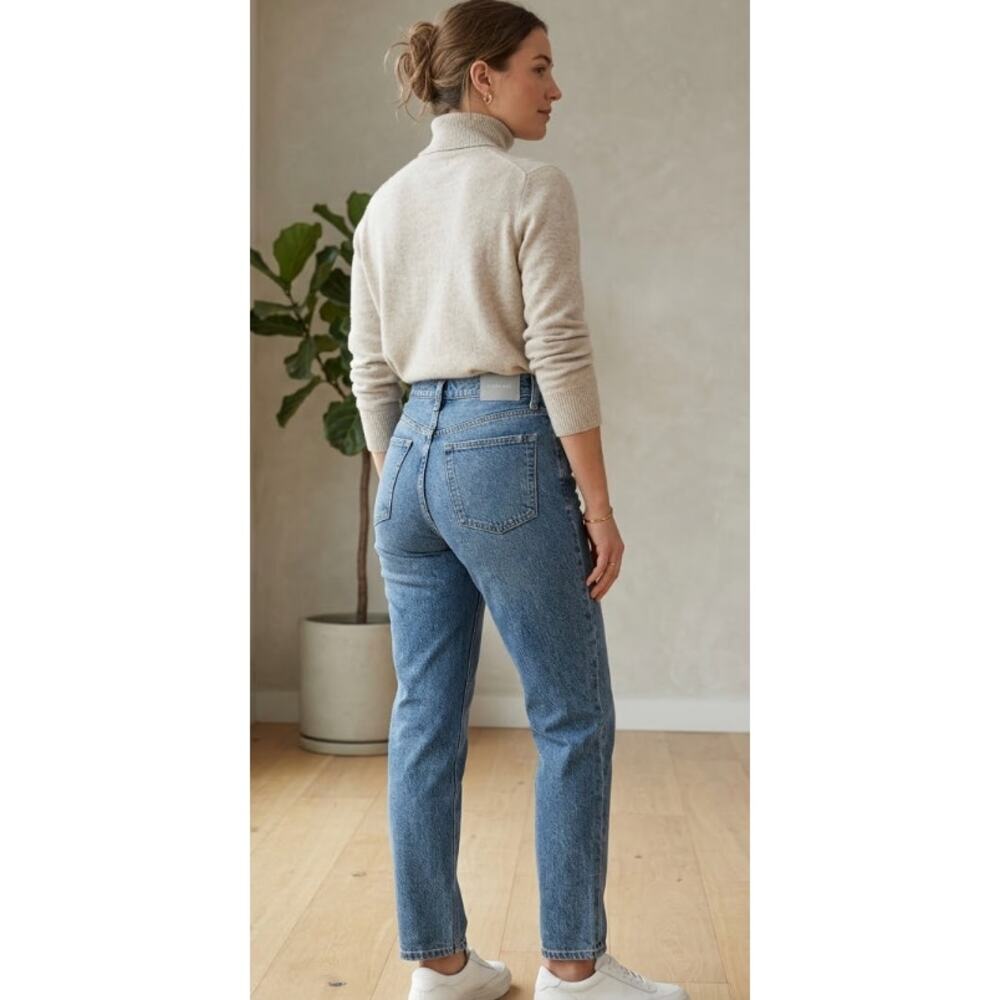 Everlane Original High Rise Cheeky Organic Cotton Denim Jeans Blue Wash Size 26